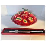 VTG PFALTZGRAFF APPLE DISH, CARVEL HALL CAKE KNIFE