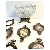 LOEVSKY & LOEVSKY BRASS FOOTED CRYSTAL BOWL