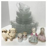 GRAPE PATTERN CLEAR GLASS DINNERWARE, MISC DECOR