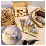 VINTAGE COLLECTIBLES MIX: FANS, KEYS, PIPE & MORE