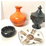 MID-CENTURY DECOR LOT- ORANGE STUDIO POTTERY VASE