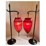 (2) RED HANGING ACCENT LAMPS