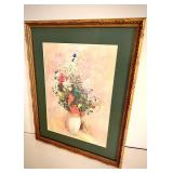 VTG FLORAL PRINT- STILL LIFE FRAMED & MATTED