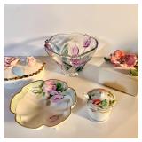 VTG TRINKET DISHES, GLASS TULIP BOWL, 1939 STAMP