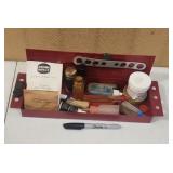 Magnetic Tool Tray full of Reel Oils & Grease