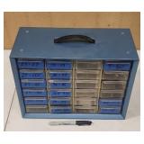 24 Drawer Organizer  Full of Labeled Reel Parts,