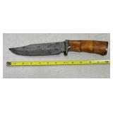 Handmade Damascus 12 in. Steel Hunting Knife