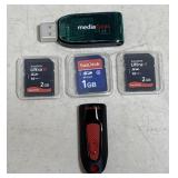 (2) SanDisk 2GB, (1) SanDisk 1GB & (2) Thumbdrives