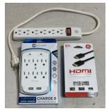 NIB 6 ft. HDMI Cord, NIB Multi-Charge Power