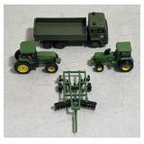 (2) John Deer Diecast/Plastic Tractors & (1)