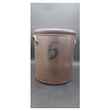 5 Gallon Brown and Blue Crock has Crack