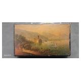 Small Wooden Box with Castle sceen on top