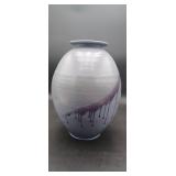 14' Vase Signed has Large Chip on Lip Of Vase