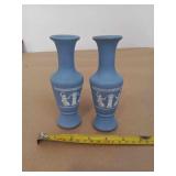 BLUE EGYPTIAN WEDGEWOOD STYLE VASES LOT OF 2, 6' BLUE EGYPTIAN WEDGEWOOD STYLE VASES LOT OF 2, 6'