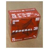 FEDERAL 12 GAUGE 2 3/4 7 1/2 SHOT 25 ROUNDS AMMO FEDERAL 12 GAUGE 2 3/4 7 1/2 SHOT 25 ROUNDS AMMO