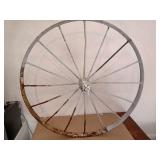 METAL WAGON WHEEL 39 1/2' WHITE IN COLOR METAL WAGON WHEEL 39 1/2' WHITE IN COLOR