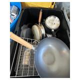 Tote Lot of Misc Kitchen Wares