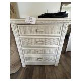 White Wicker Dresser w Glass Top