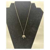 Sterling Silver Necklace w Leaf Pendant