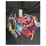 Various Vintage Doll Hairbrushes and Accessories