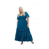 $160 14size-City Chic Marci Maxi Dress   Blue
