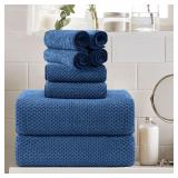 Navy 8-Pc Bath Towel Set, 600GSM, Quick Dry