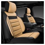 CAR PASS Faux Leather Front Seat Covers, 2P