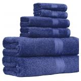 Amazon Basics Cotton Towel Set, Navy Blue