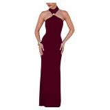 ABINGOO SzSm Women Halter MaxI Dress Sleeveless