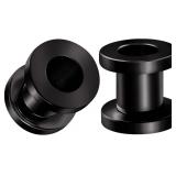 316L Black Anodized Ear Plugs, 2g 0g