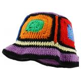 2PK Women Crochet Hat Knit Floral Bucket Hat