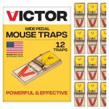 Victor M035-12 Plastic Pedal Wooden Traps 12pk