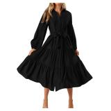 MASCOMODA Midi XXL Dress - Long Sleeve, Tie Waist