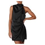 PRETTYGARDEN Women's Satin Dress Mock Neck