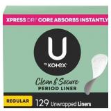 U by Kotex Panty Liners, Light, Regular 129 ct