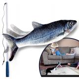 Ontel Flippity Fish Cat Toy w/ Catnip & Pole