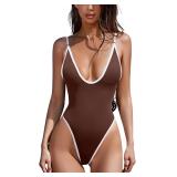 LARGE Women's Plunging V-Neck Swimsuit