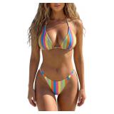 MEDIUM Women's Striped Brazilian Bikini