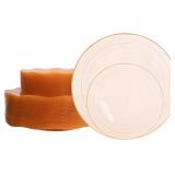 Plastic Plates   Crystal Orange Rim (100pcs)