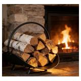 Black Log Holder: Indoor/Outdoor Firewood Rack