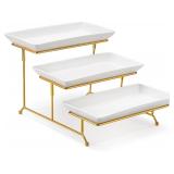 MALACASA 3-Tier Serving Trays, Porcelain White