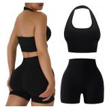 XL Women 2-Piece Backless Halter Set