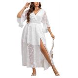 3X EYWOL Plus Size Ruffle Maxi Dress with Slit