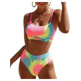 (XL) Women's Ribbed High Waisted Bikini Set