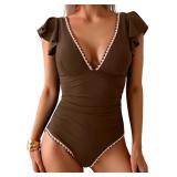 (L)Aidonger Women's One-Piece Ruffle Swimsuit