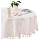 MYSKY HOME 60' Round Cotton Tablecloth
