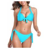 (XL)Colloyes Womens 2Piece Push-Up Bikini Set