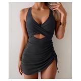 (XL) B2prity Women Mesh One Piece Swimsuit