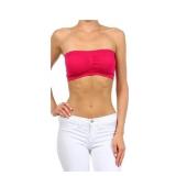 Large Strapless Bandeau Crop Top Pink Raspberry
