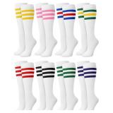8 Pairs Kids Striped Tube Socks, Cotton
